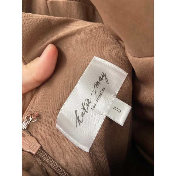 Katie May Colette Cocoa Brown Ruched Slit Cocktail Gown - Picture 6 of 6